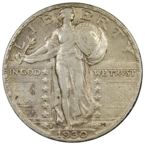 1930-S Standing Liberty Quarter XF+ EXTRA FINE DETAILS Cleaned A2984