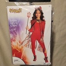 DARK DEVIL CAPE Girl Child Spirit Halloween Costume Evil Black Red Flames NEW