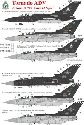 1:72 Decal Panavia Tornado ADV 43 Sqn & ''80 Years 43 Sqn'' - UpRise URS7211L