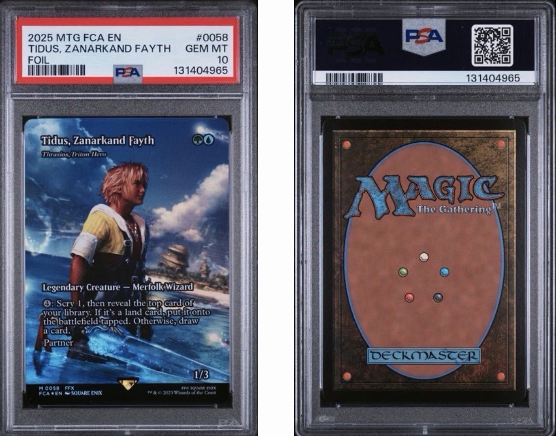 Tidus, Zanarkand Fayth - Thrasios, Triton Hero (Showcase) Foil PSA 10 GM view 2