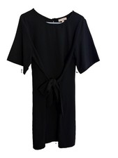 Chelsea28 Little Black Dress Size XL Attached Belt Short Sleeves Knee Length