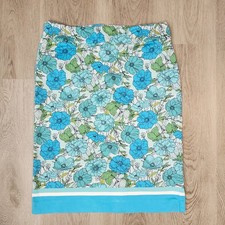 Talbots Blue Floral Pencil Skirt Size 4 Vintage Lightweight Cotton Blend