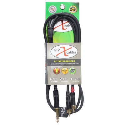 ProX XC-SYR05 5' 1/4'' TRS-M Stereo to Dual RCA-M Unbalanced High Performance Aud