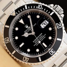 PAPER ROLEX MENS SUBMARINER DATE 16610 BLACK SS STEEL 40MM AUTOMATIC WATCH