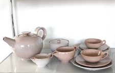 seltenes Otto Lindig Bauhaus Teeservice f. 2 Personen Karlsruher Majolika