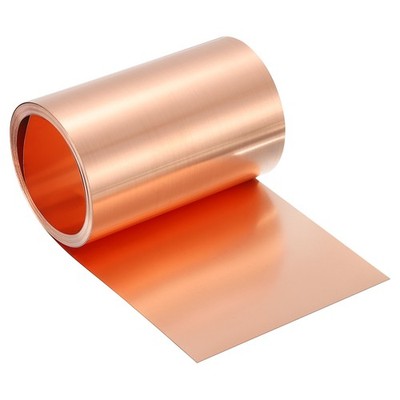 Pure Copper Sheet Roll, 0.2mm 24Ga Thick T2 8Ft x 4in Copper Strip for Craft