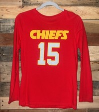 Kansas City Chiefs Mahomes 15 Youth Large 14/16 Long Sleeve Shirt Front/Back