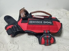 Tactical Dog Harness - HEYCAHVA Service Dog Vest Full Metal Buckles Medium Red