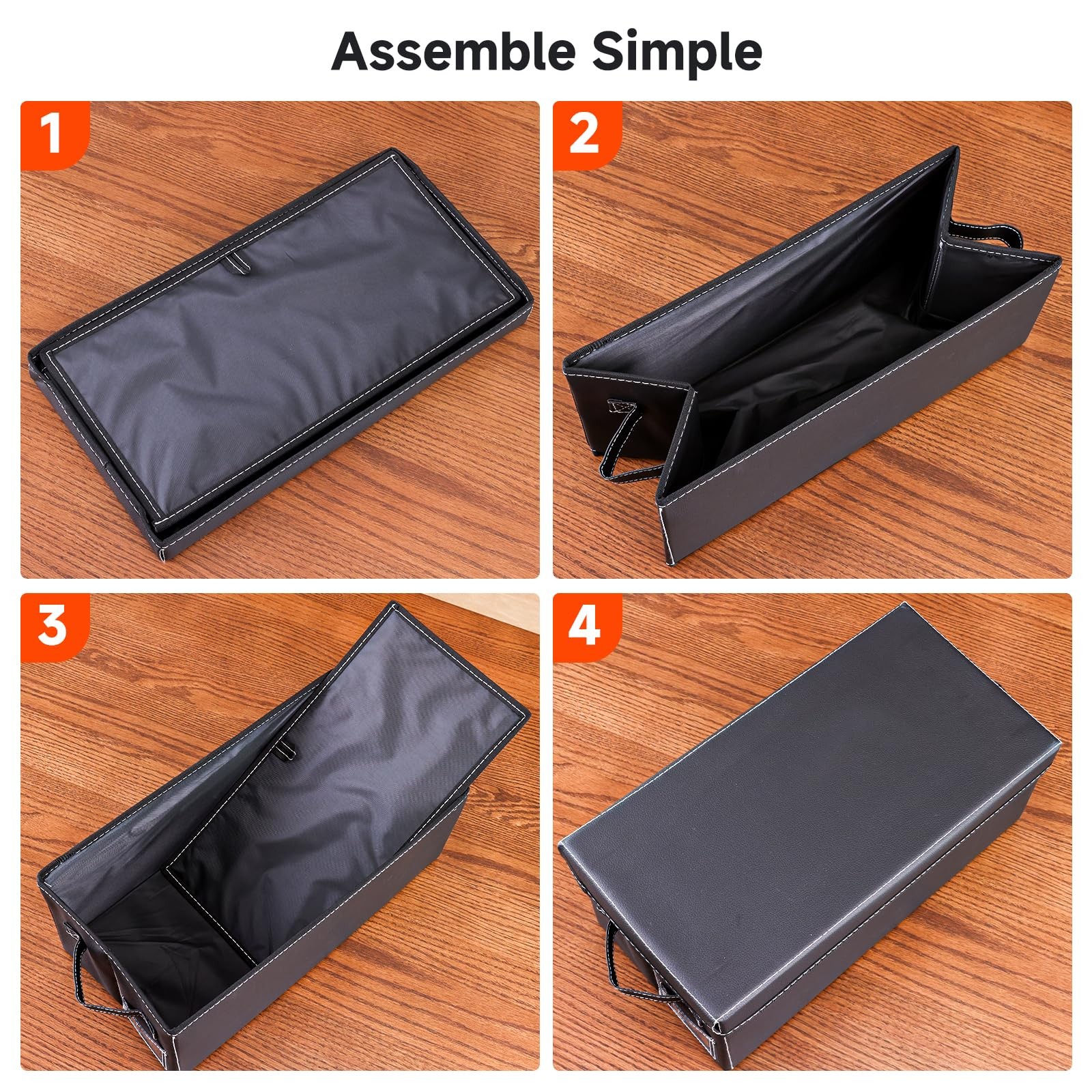 4 Pack DVD Storage Box Black Faux Leather Shelf Organizer Holds 25 Cases