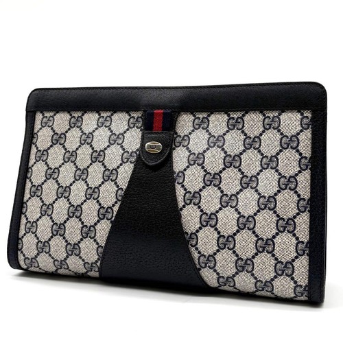 Gucci Satchel Handbag Leather Navy Used Womens Handbag Purse Crossbody Tote From