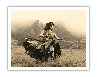 Swaying Skirt - Hawaiian Hula Dancer in Ti Leaf Skirt by Alan Houghton