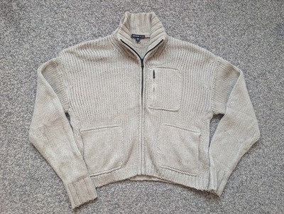 James Perse Strickjacke Damen 2 beige haferflocken Strick durchgehender Reißverschluss grob weich LA Pullover