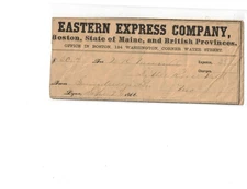 Eastern Express, Boston, Maine, Lynn MA to Little River Valley, Maine, 1866