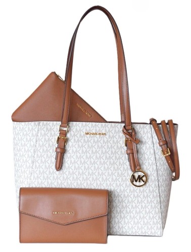 Michael Kors Charlotte Shoulder Bag + 2 Crossbody Bags Large 3 in 1 Vanilla - Picture 1 of 16
