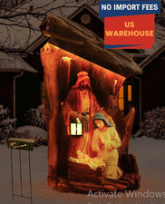 Lighted Outdoor Nativity Holy Family Stable Yard Decor 55  Silent Night