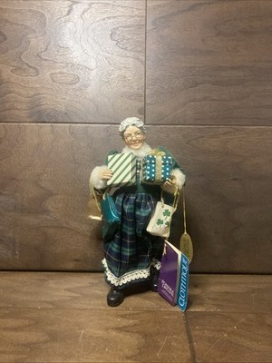 CLOTHTIQUE POSSIBLE DREAMS 2000 MRS. O'CLAUS SANTA #713257 IRISH PLAID SHAMROCK