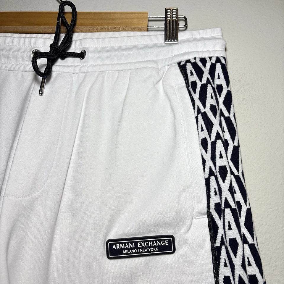 Pantalones de chándal Armani Exchange para hombre talla mediana todos blancos talla logotipo raros Foto 2 de 4