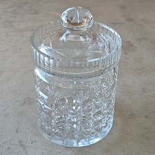 Vintage Cut Crystal Lidded Jar 4.8H x 3.5D Ho...