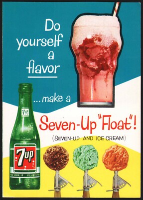 Vintage brochure SEVEN-UP FLOAT 7 Up dated 1961 ice cream pictured unused n-mint