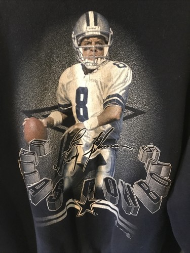 Vintage 1999 Dallas Cowboys Troy Aikman Sweatshirt Men's XL Crewneck Pullover - Picture 2 of 6
