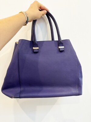 Designer Victoria Beckham Large Purple Leather Croc Effect