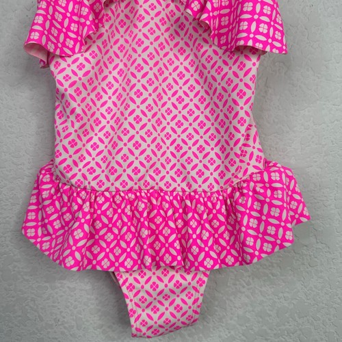 Janie and Jack Swimsuit Girls Size 6 Pink White One-Piece Ruffle Summer Beach - Picture 4 of 6