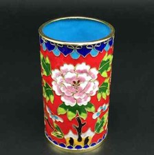 Chinese Style Antique Collection Old Enamel Color Cloisonne Pen Container