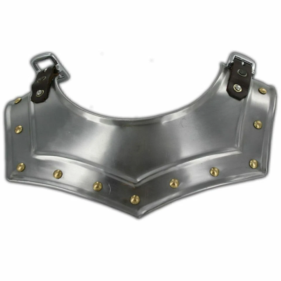 Placa Cuello Renacimiento Calibre 18 Acero Recreación Disfraz Gorget Armadura Foto 2 de 4