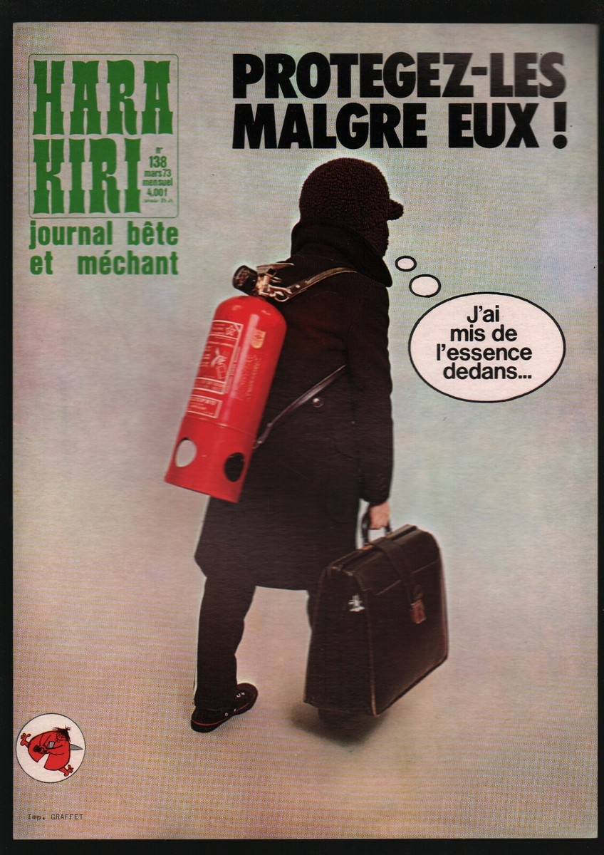 AFFICHETTE PUBLICITAIRE HARA KIRI N°138 1973 PROTÉGEZ-LES
