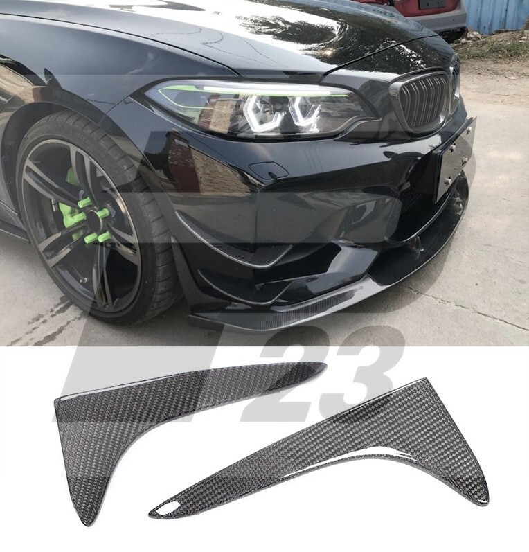CARBON FIBER FRONT BUMPER LOWER CORNER CANARDS BMW M2 F87 UK