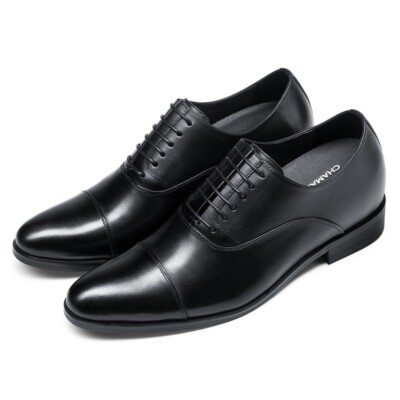 US8 CHAMARIPA Elevator Shoes 7cm/2.76'' Height Increase Men Black oxford