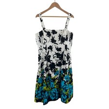 Size 16 XL Floral Print Sleeveless Fit  Flare Dress Summer Wedding Party Church
