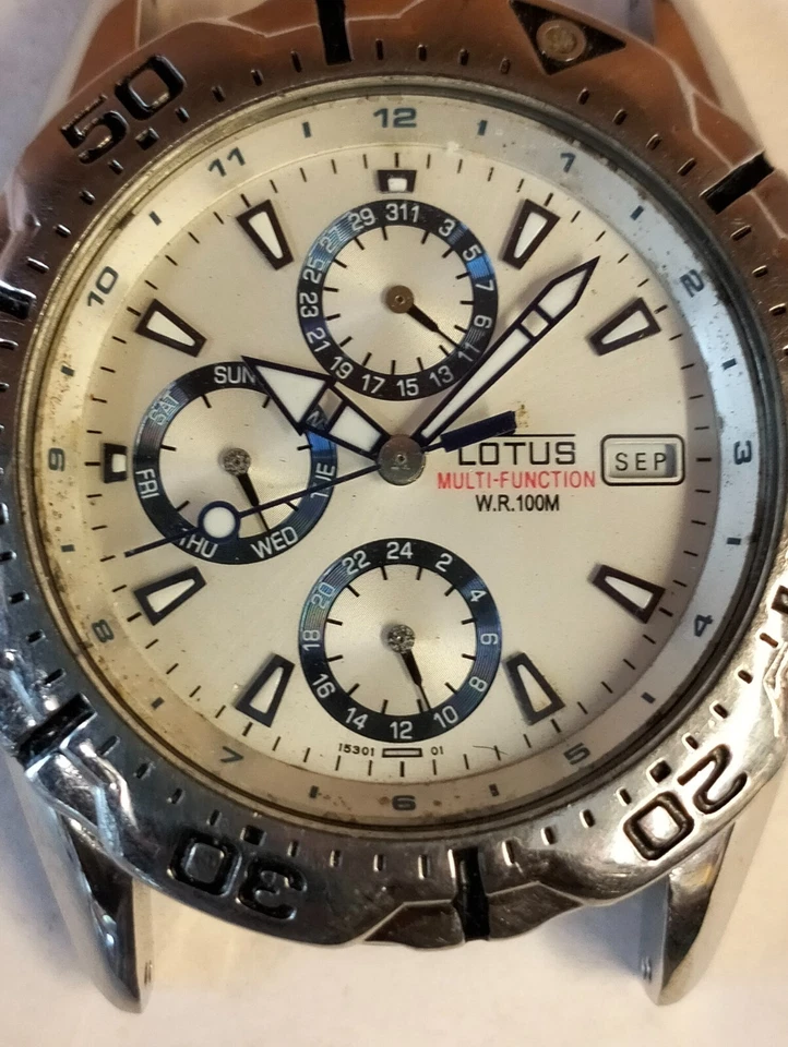 LOTUS CUARZO MULTIFUNCIÓN 15301 HOMBRE NO FUNCIONA PIEZAS PROPÓSITO Foto 2 de 4