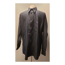 Bugatchi Uomo Striped Black Dress Shirt Size Large EUC