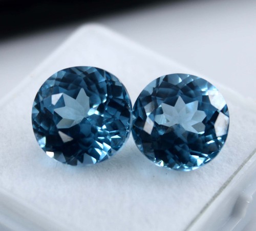Par de piedras preciosas sueltas azules certificadas corte redondo zafiro Montana natural de 12 quilates - Imagen 7 de 8