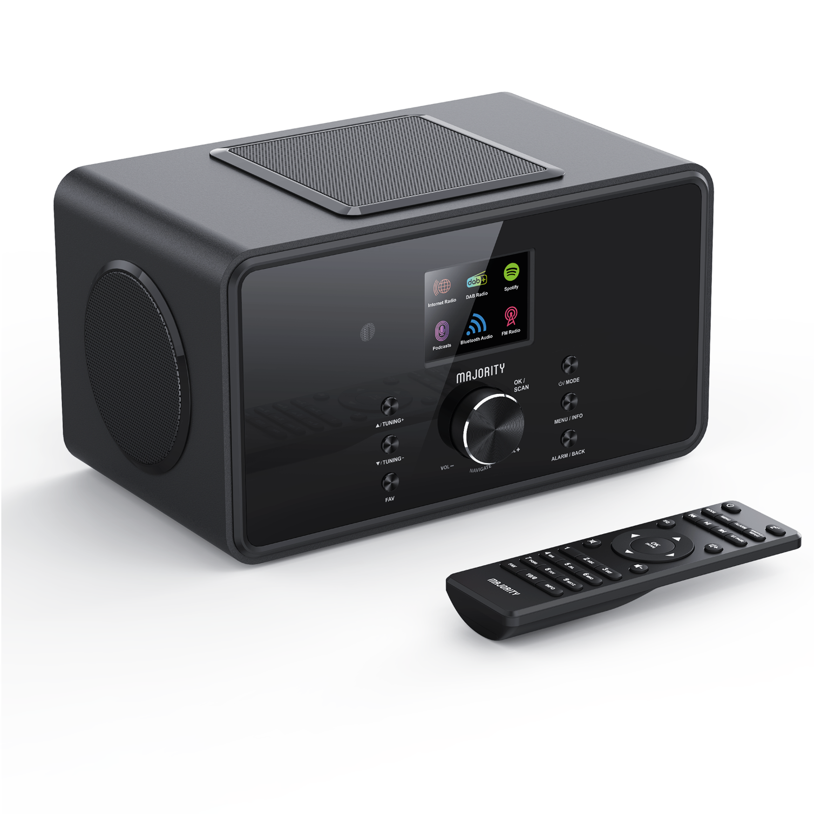 Majority Bard Speakers Subwoofe  DAB+ Internet Radio Spotify Bluetooth Black