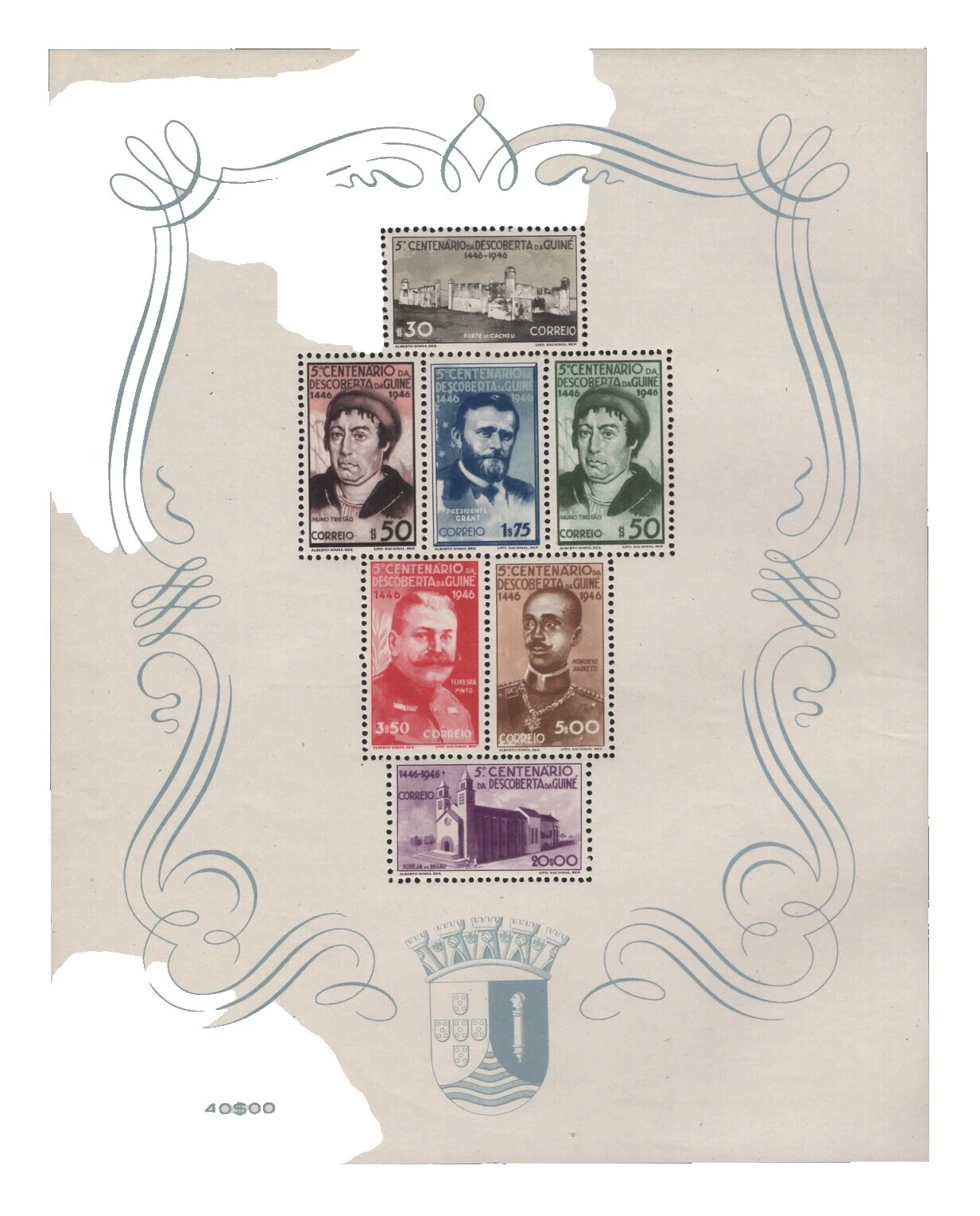 Portugués Bloques sello con bisagras de Menta