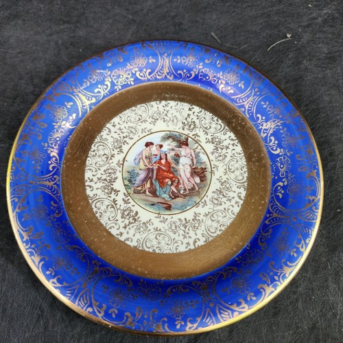 Plato de postre de pan Bromley LTD Victoriano azul oro 22K garantizado 6" de colección