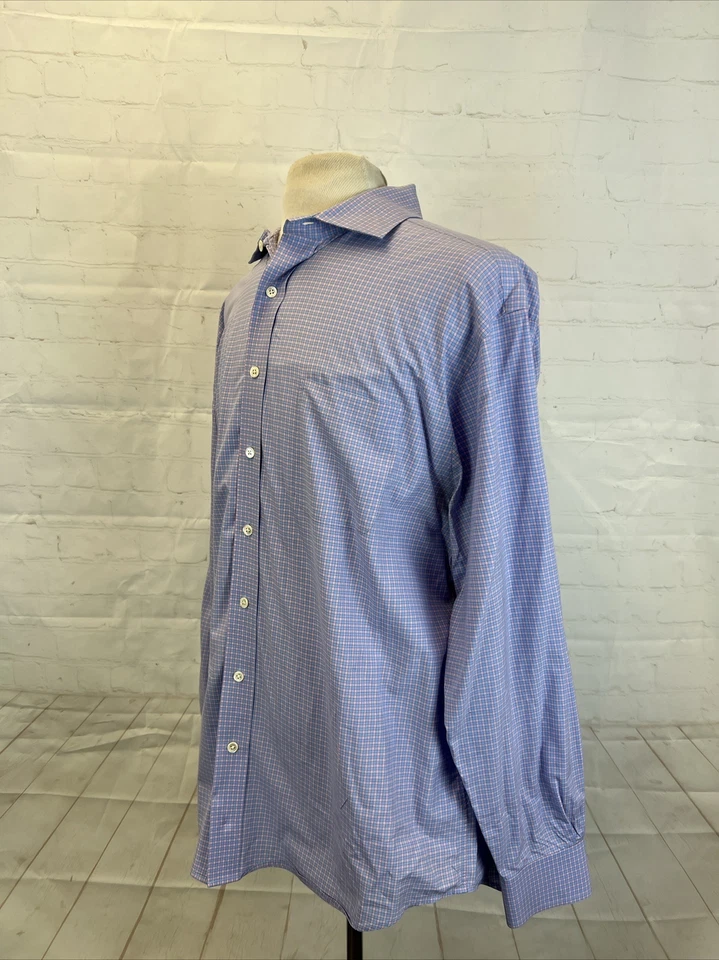 COOPER Vineyard Vines Men's Blue & Orange Plaid Cotton Dress Shirt SIZE XL $118 - Изображение 3 из 4
