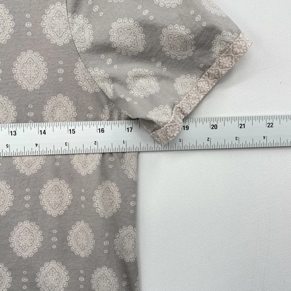 Camiseta túnica J Crew top mujer pequeña gris boho campesino medallón estampado mixto Foto 4 de 4