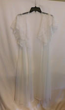 Vintage Peignoir Robe Womens Sheer White Chiffon Lingerie Size Measurements