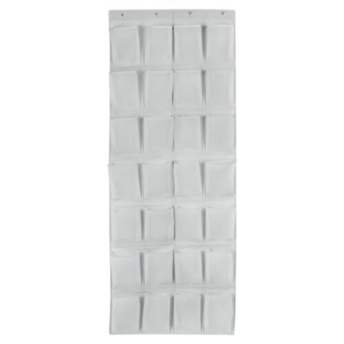 28 Large Pockets Over the Door Shoe Organizer with 4 Hooks for Different Gray