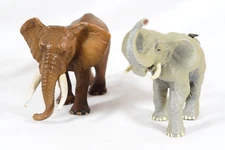 Schleich Brown Elephant 2004 & Safari 2002 Ltd Tan Elephant Figures