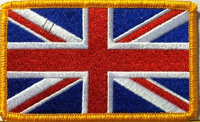 BRITISH Flag Embroidered Patch Union Jack England UK Great Britain Iron-On Gold