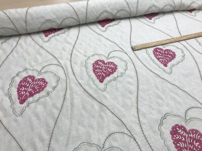 Stickerei FLORAL Leinen von ROMO BLOCKPRINT Stoff Material 140cm breit