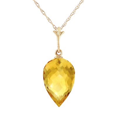 14K. GOLDKETTE MIT SPITZEM BRIOLETTE TROPFEN CITRIN (Gelbgold)