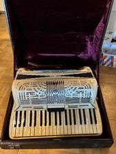 Vintage Italo American CO GLORIA Accordion Chicago Pearl / Ivory W/ Hard Case
