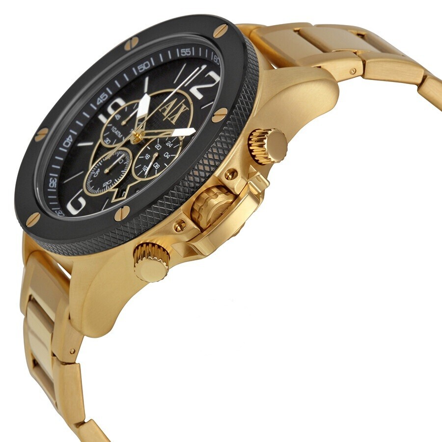時計 ARMANI EXCHANGE Armani Exchange Men's Black Rubber Watch, Stainless Steel