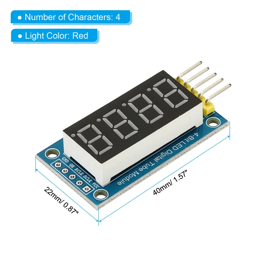 0.36" 4 Digit LED Display Module, 3.5-5V 7 Segment Common Anode Red - Imagen 2 de 4