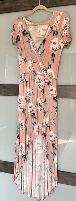 Pink Floral High Low Dress - Soft Casual Brunch Baby Shower
